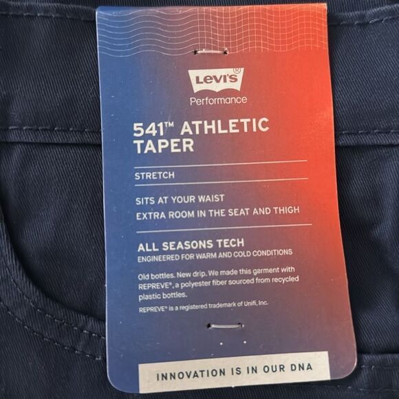 NWT Levi’s 541 Athletic Tapered Stretch Navy Pants Levi's Blue Tech 40 30 - Picture 8 of 8